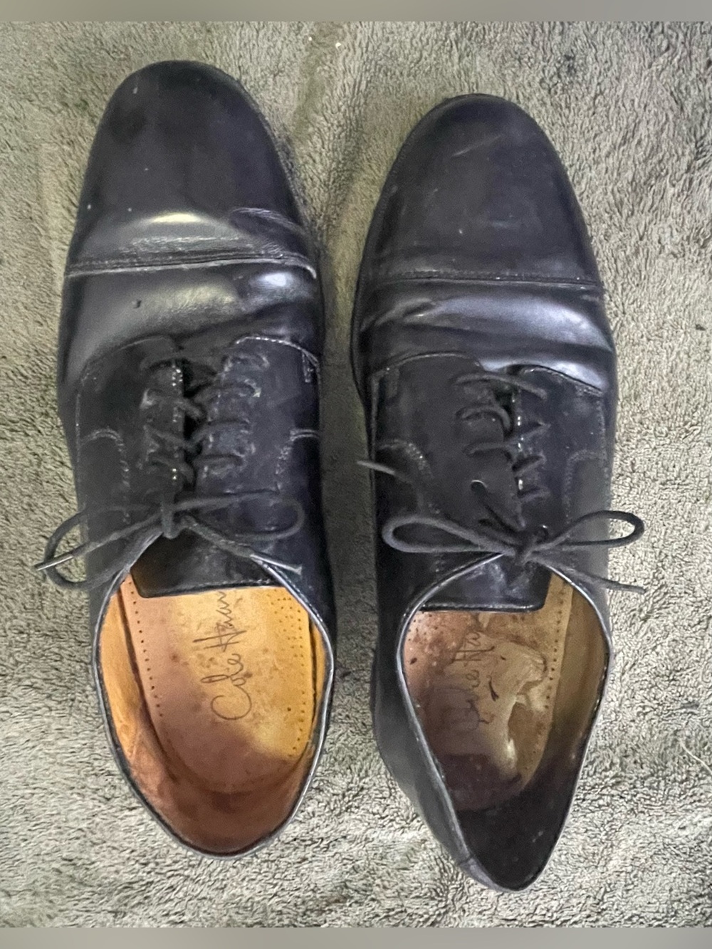 Cole Haan Black Leather Derby Lace-Up Shoes